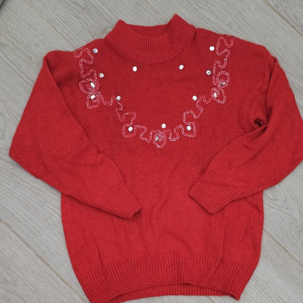 Vintage Silk And Angora Red Sweater M